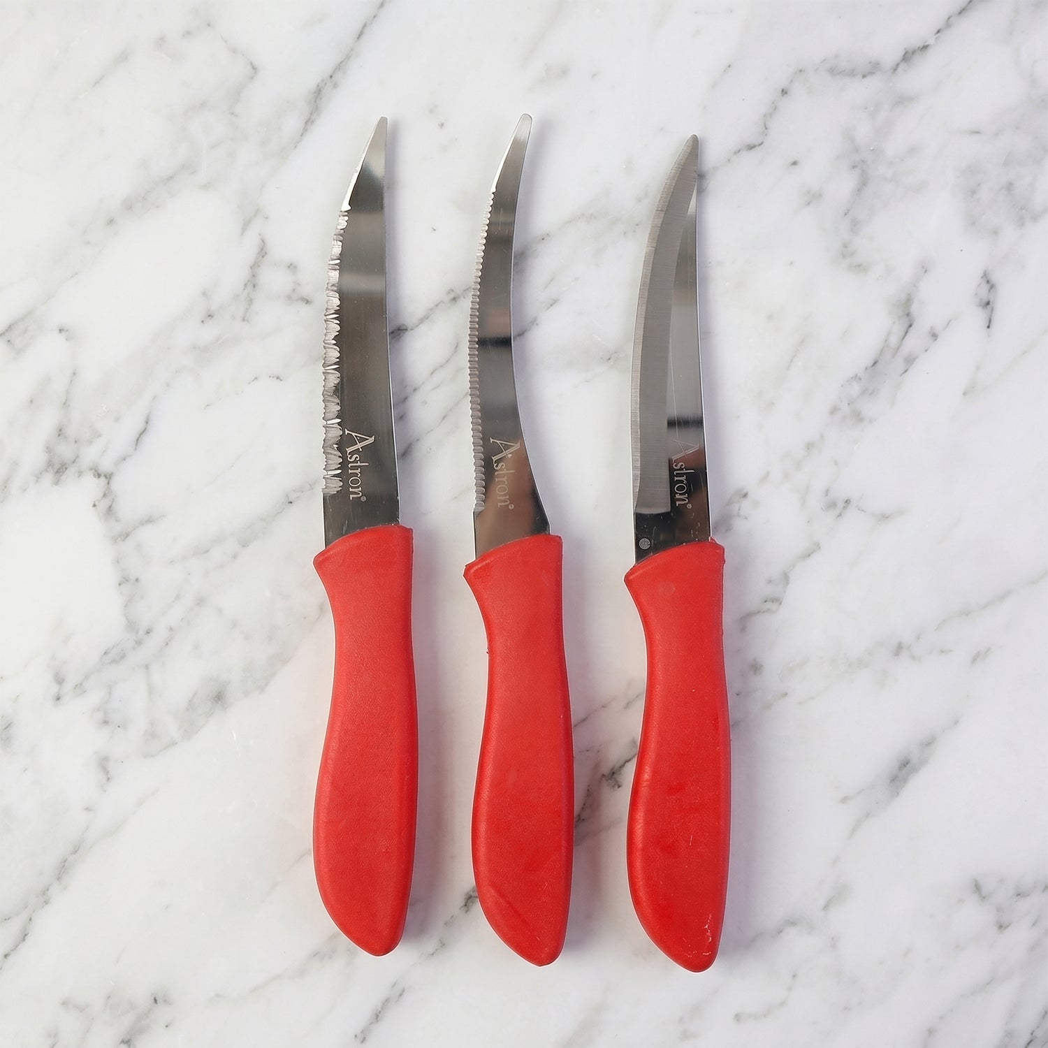 SS Classic Kitchen Knife Set Stainless Steel with Plastic Handle Combo (3 Pc)