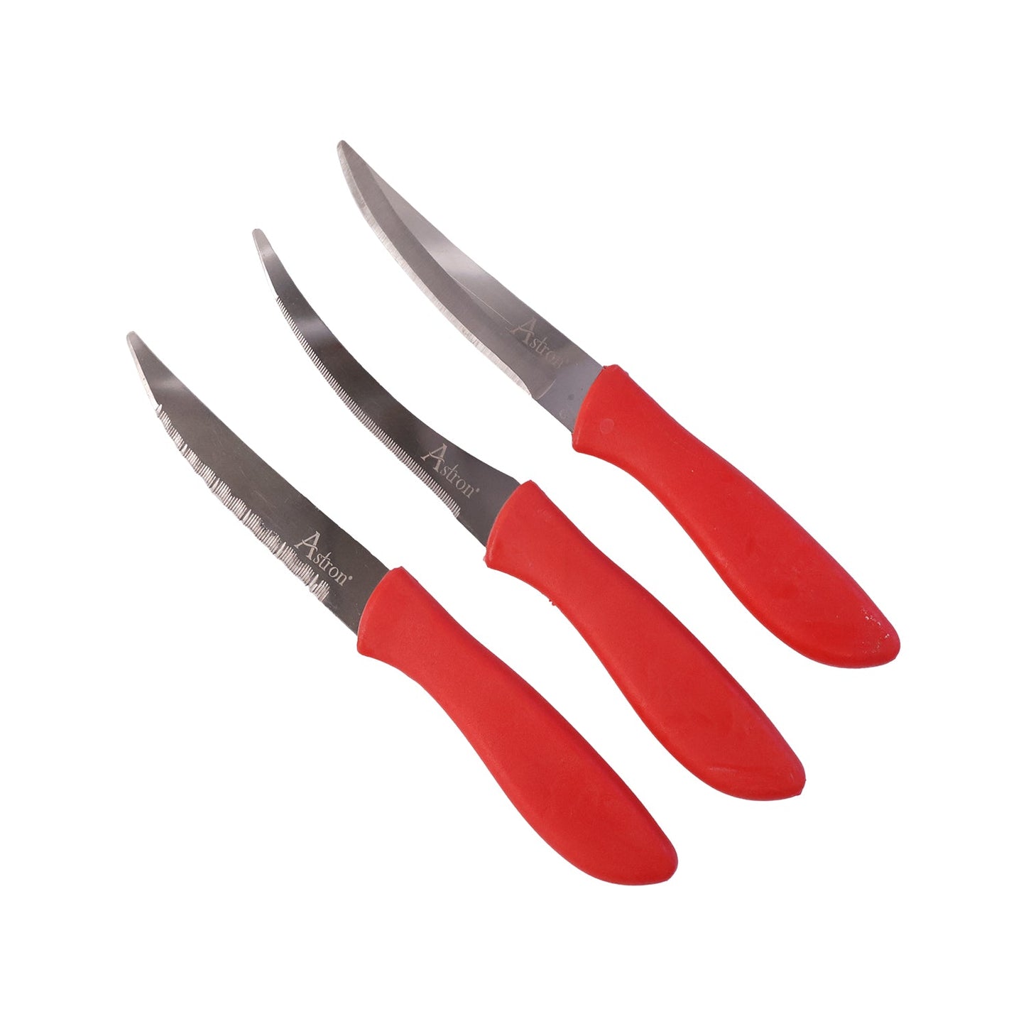 SS Classic Kitchen Knife Set Stainless Steel with Plastic Handle Combo (3 Pc)