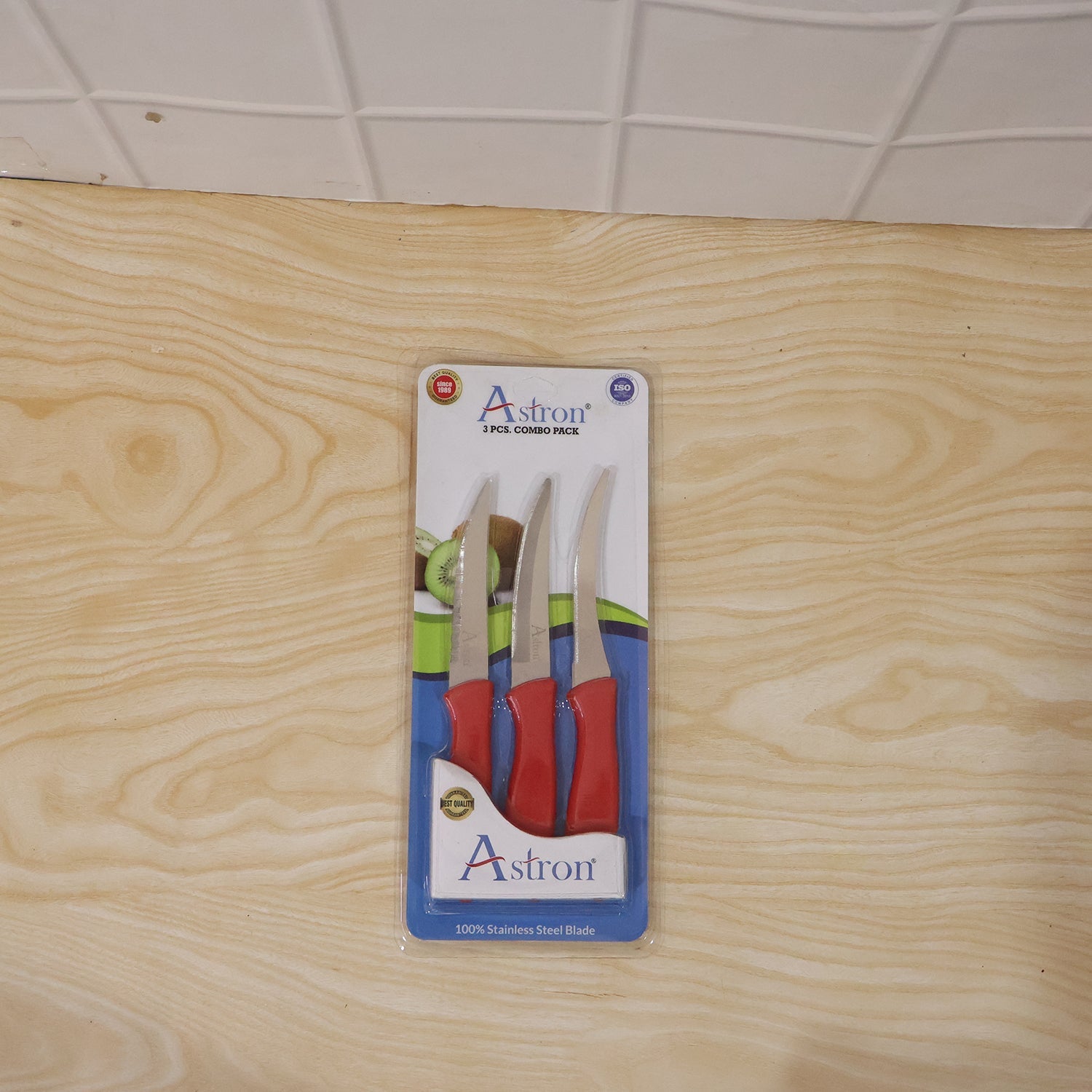 SS Classic Kitchen Knife Set Stainless Steel with Plastic Handle Combo (3 Pc)