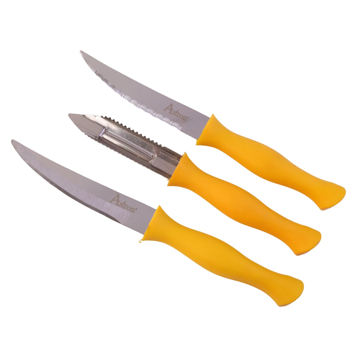 SS Ultra Kitchen Knife and Peeler Set Stainless Steel with Plastic Handle (3 Pc)