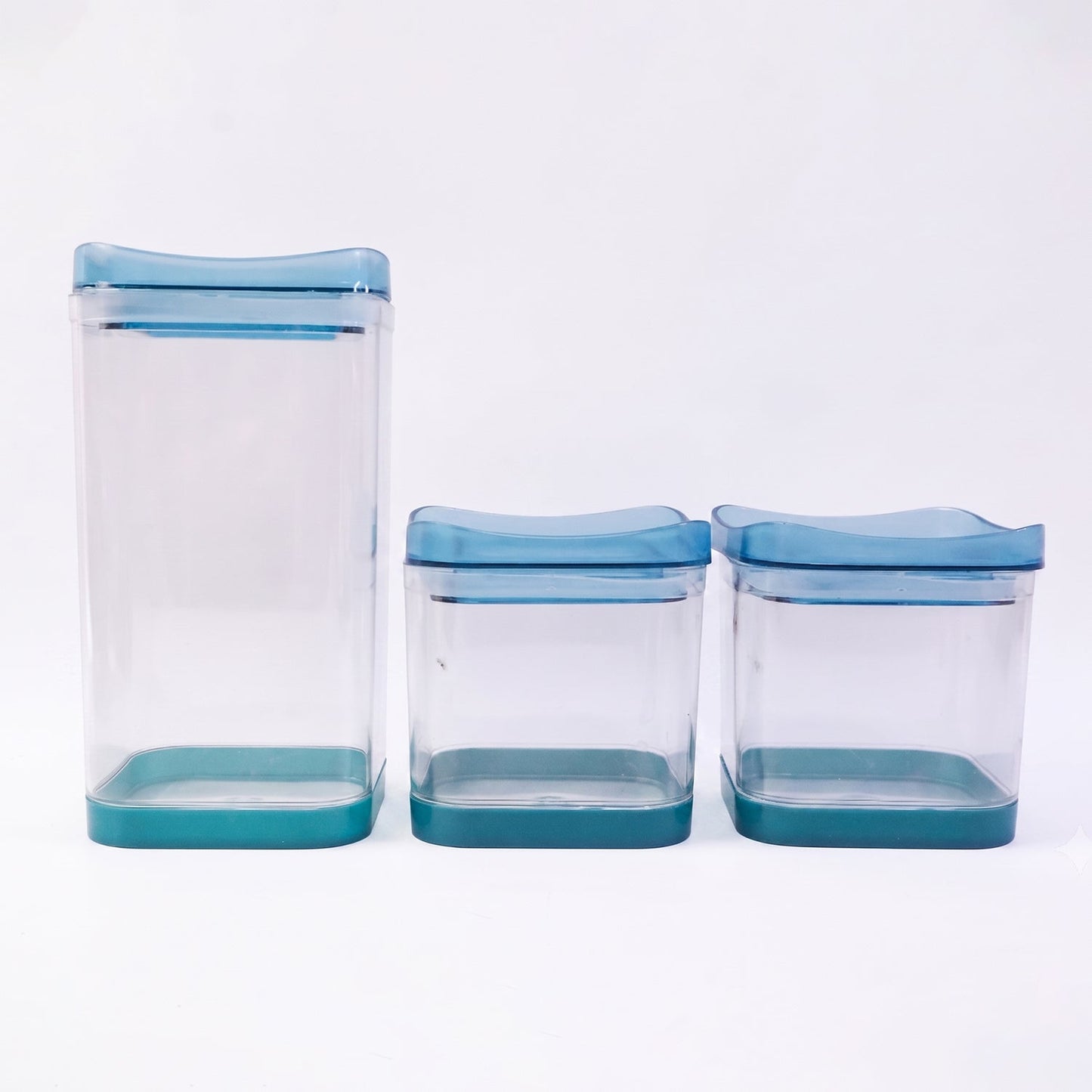 Stackable Squarion food containers demonstrating space-saving design