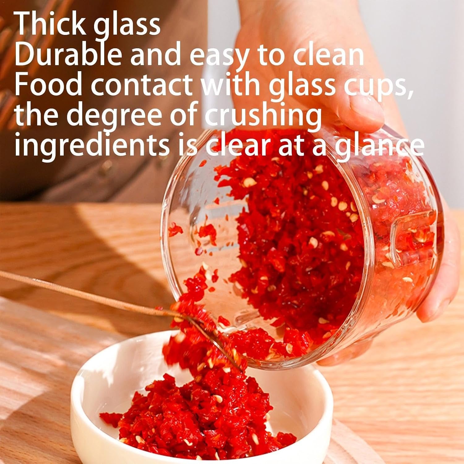 USB Rechargeable Mini Food Chopper with Glass Bowl for Quick Kitchen Prep (1 Pc) - image 3