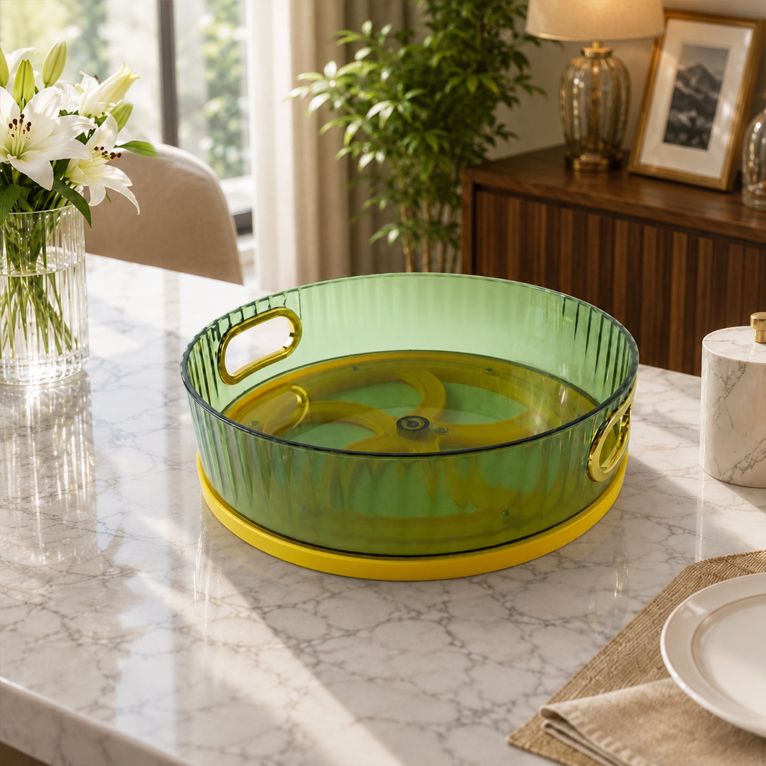 Plastic round rotating storage basket tray - image 2