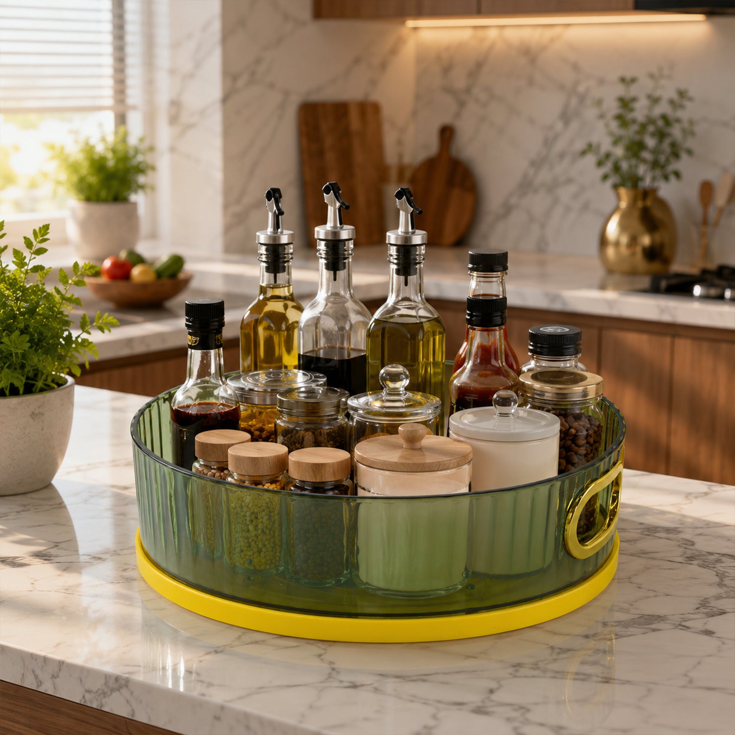 Plastic round rotating storage basket tray - image 4