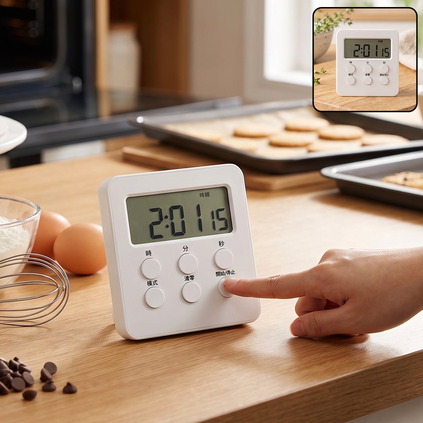 Digital kitchen timer in use