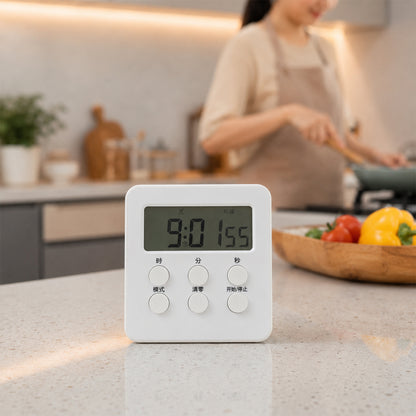 Large screen digital timer in kitchen setting