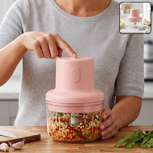 USB rechargeable mini garlic chopper lifestyle view