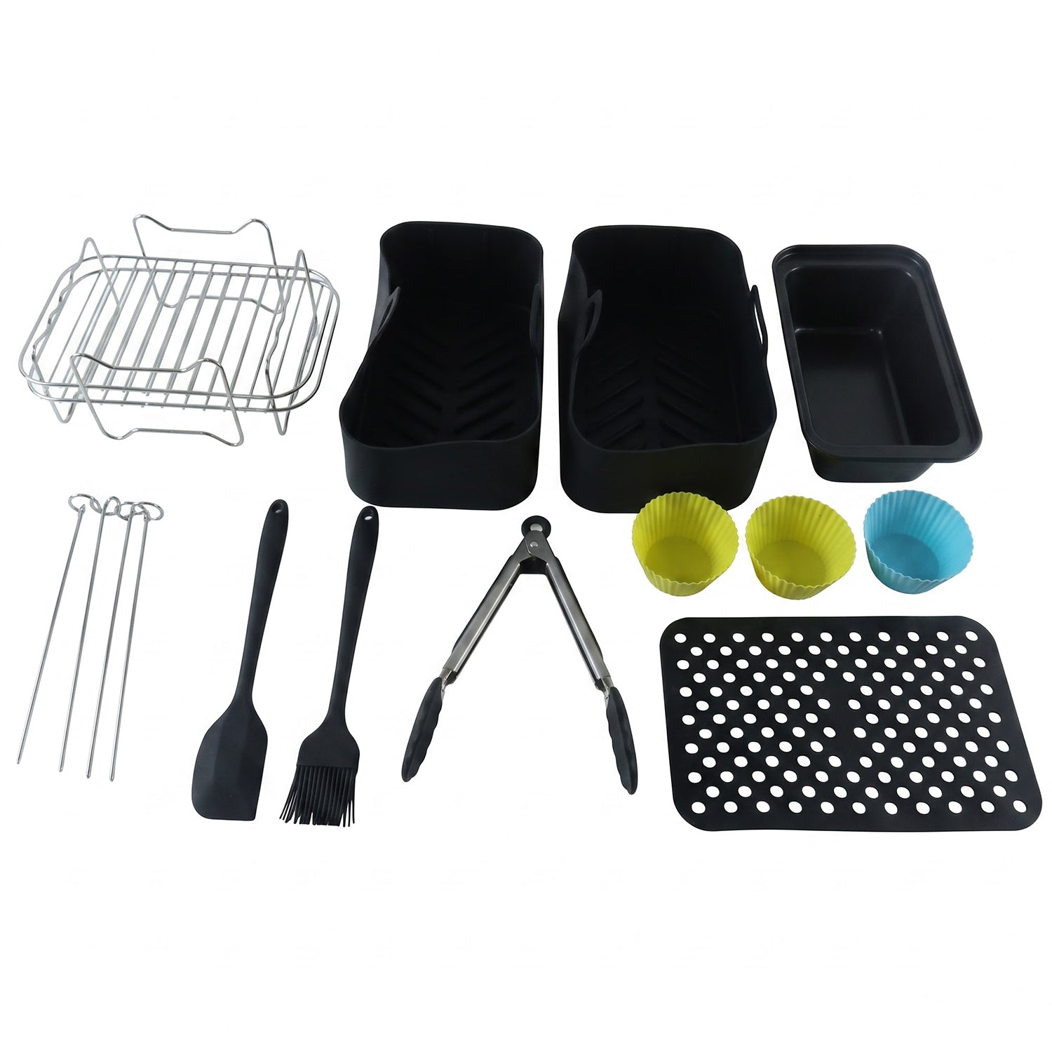 Air fryer accessories combo on white background