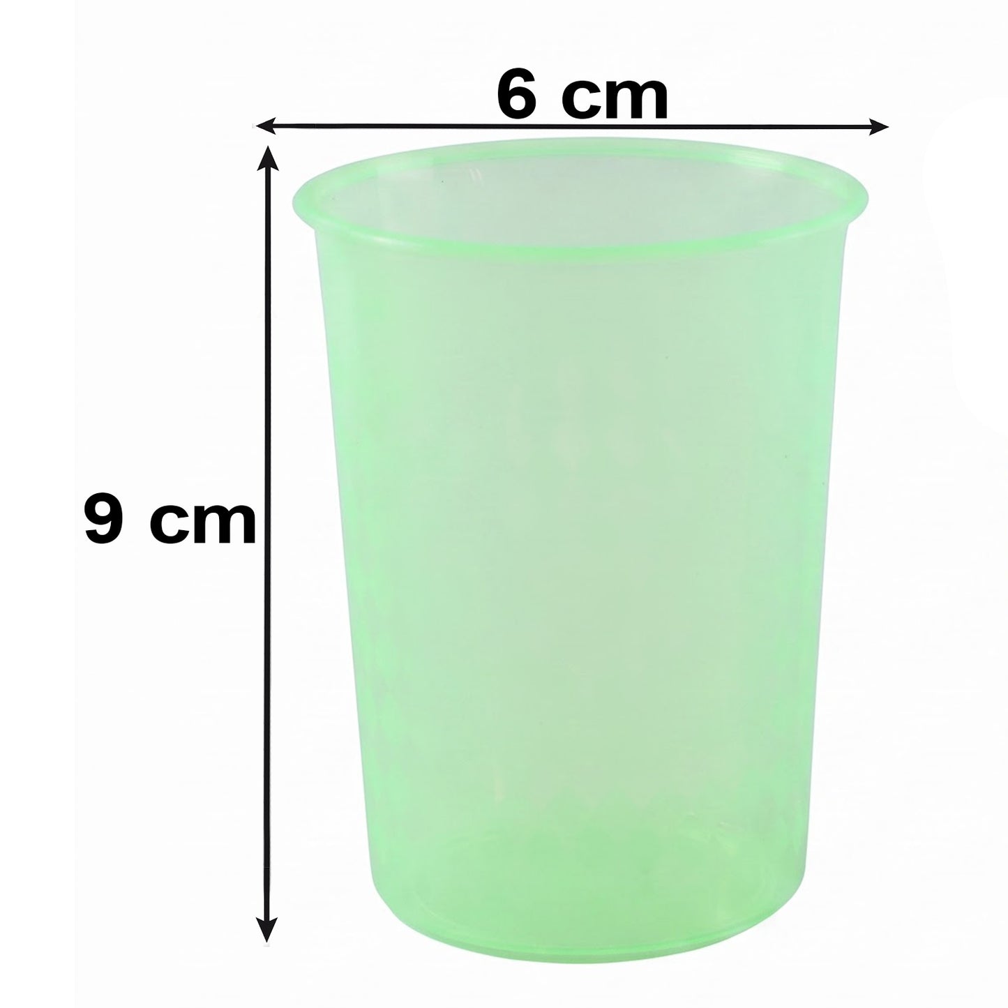 Plastic drinking glass size 9 cm by 6 cm
