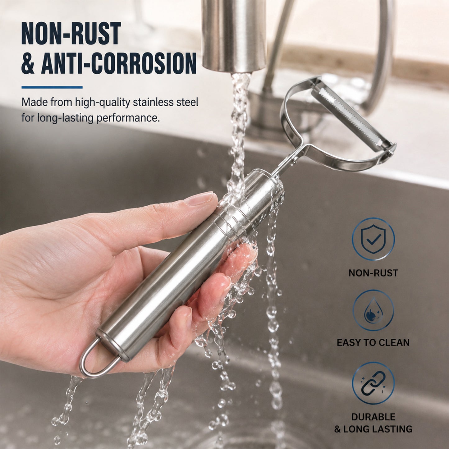 Rust resistant vegetable peeler cleaning