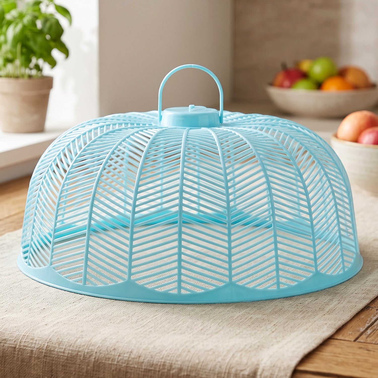 Plastic food cover on clean background