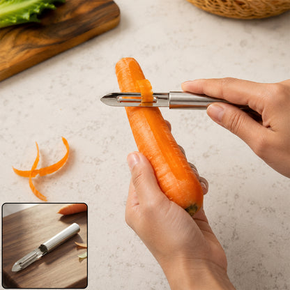 Stainless steel peeler in use