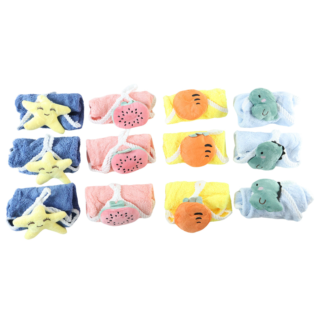 Decorative hanging hand towel - white background view