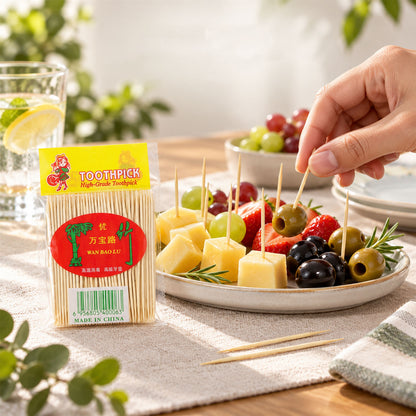 Double pointed wooden toothpicks for serving snacks - view 01