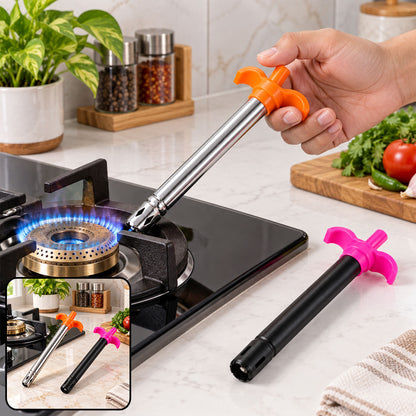 Kitchen gas stove lighters with push plungers and metal barrels - view 02