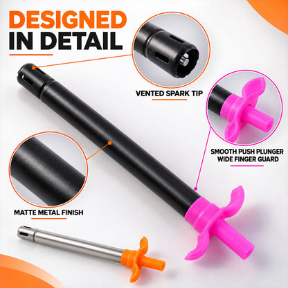 Kitchen gas stove lighters with push plungers and metal barrels - view 03