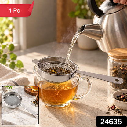 Apex Stainless Steel Tea Strainer No 3 with Long Handle, Fine Mesh Chalni (1 Pc)