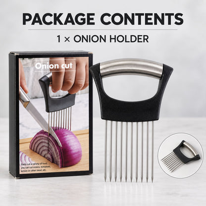 Onion slicing holder with steel prongs - package contents