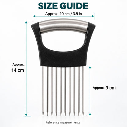 Onion slicing holder with steel prongs - dimensions
