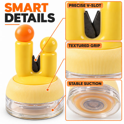 Suction cup manual knife sharpener - grip and suction details