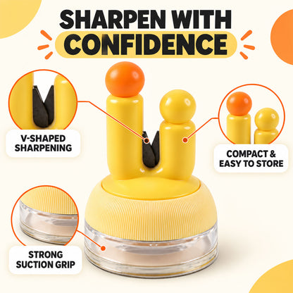 Suction cup manual knife sharpener - sharpening features