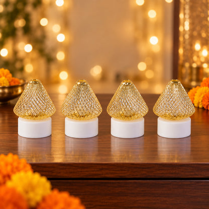 Antique style golden LED tealight lamps - festive table display