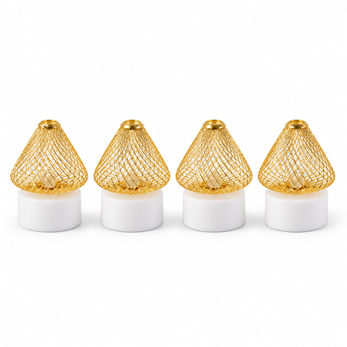 Antique style golden LED tealight lamps - white background