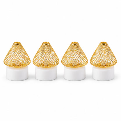 Antique style golden LED tealight lamps - white background