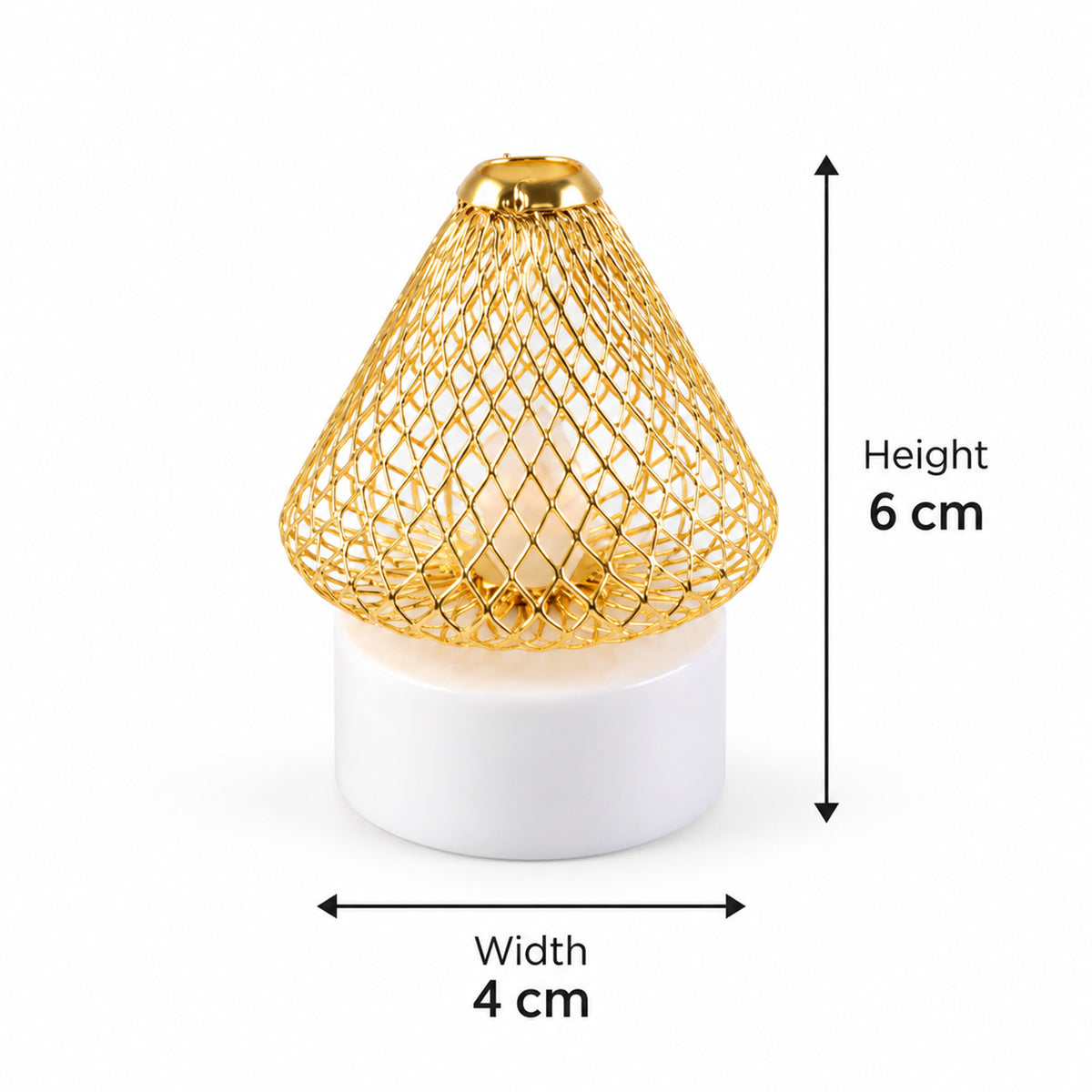 Antique style golden LED tealight lamps - dimensions