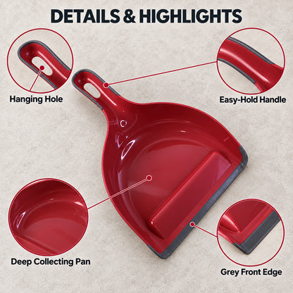 Dust pan with flexible front edge and hanging handle 8