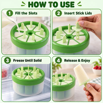 Round eight cavity kulfi ice pop mold with removable stick lids 3