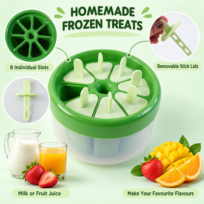 Round eight cavity kulfi ice pop mold with removable stick lids 4