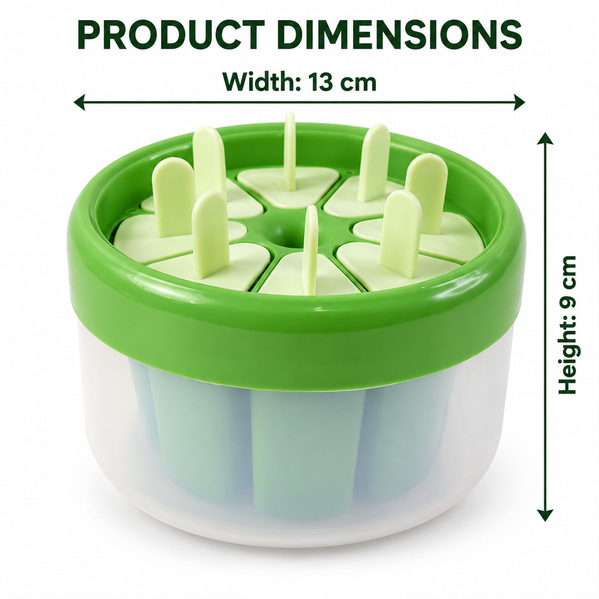 Round eight cavity kulfi ice pop mold with removable stick lids 6