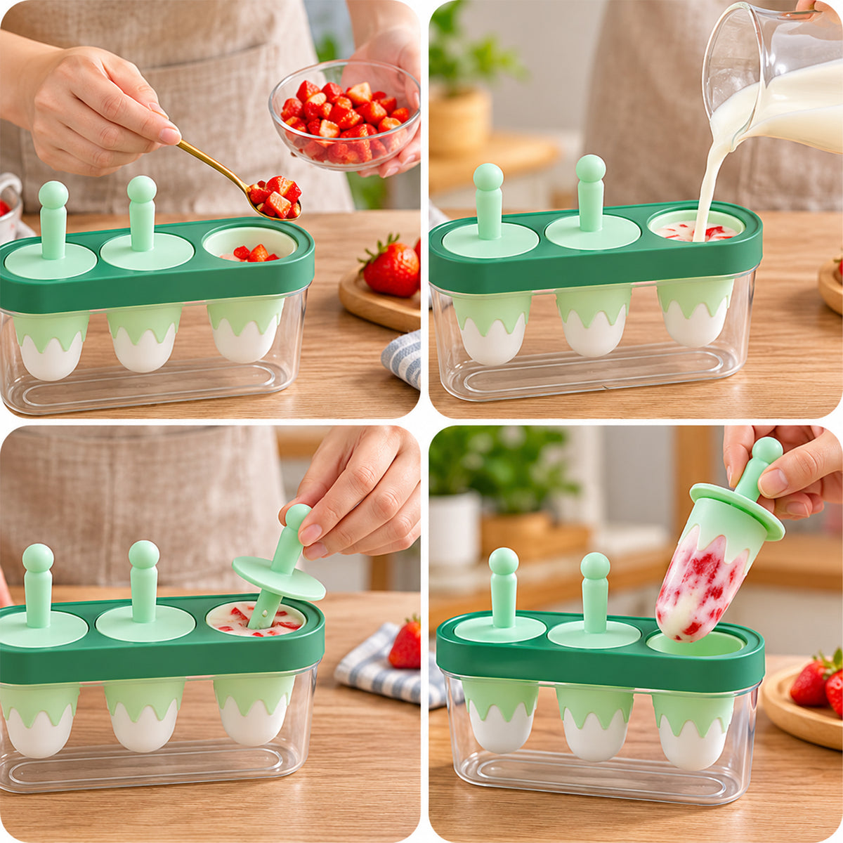 Green 4-Cavity Popsicle Mould
