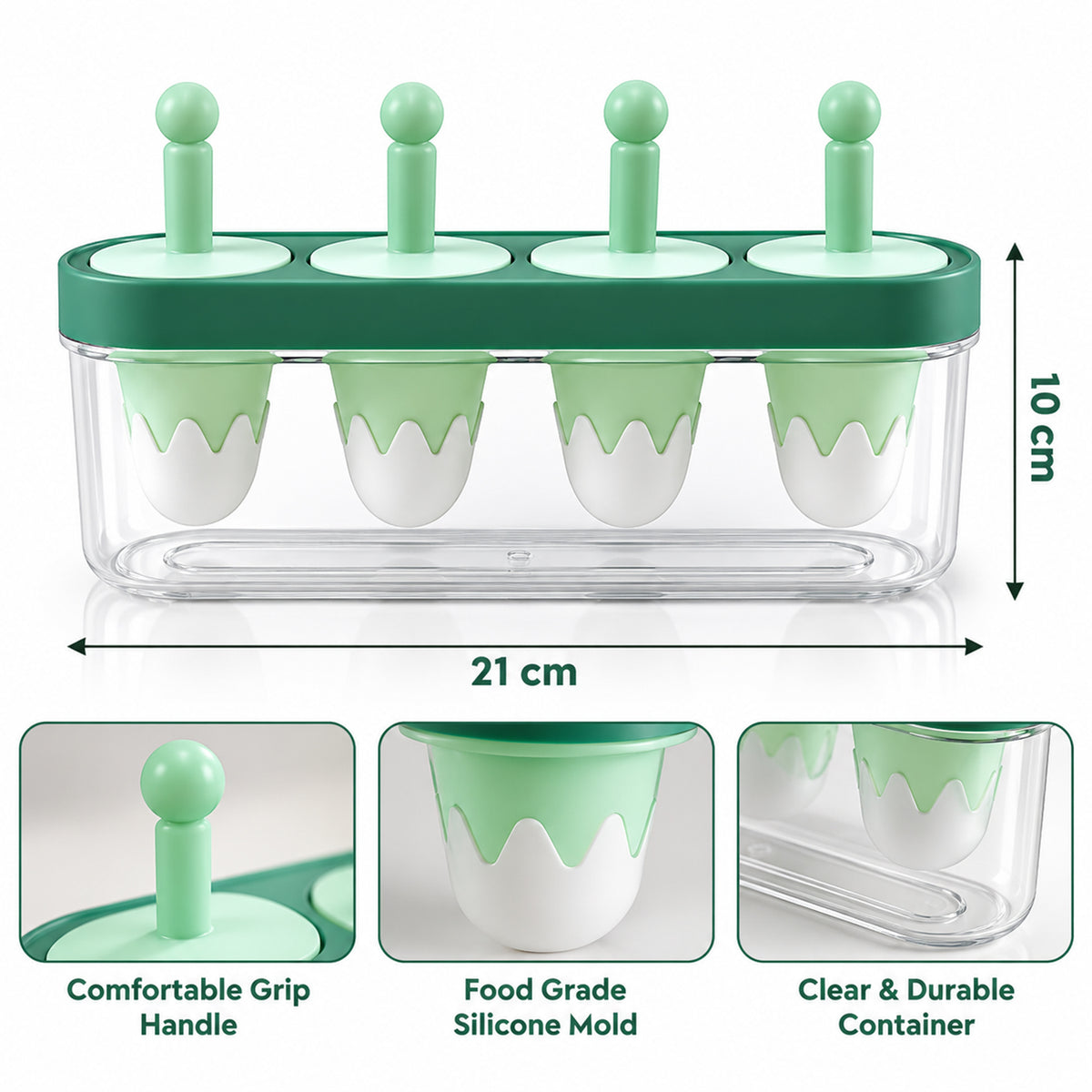 Green 4-Cavity Popsicle Mould