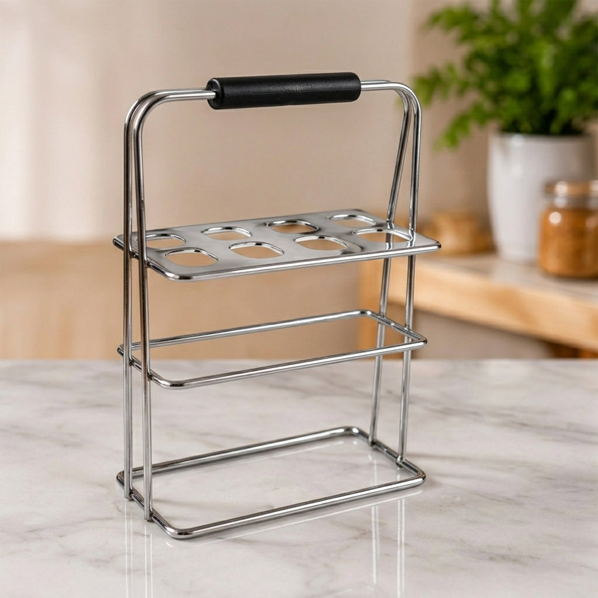 Hammered stainless steel cutlery set with metal stand 10