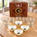 Glass Bowl Gift Set with Leaf Shaped Dishes for Dry Fruits & Snacks (9 Pc)