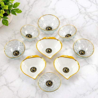 Glass Bowls and Leaf Dishes Gift Set