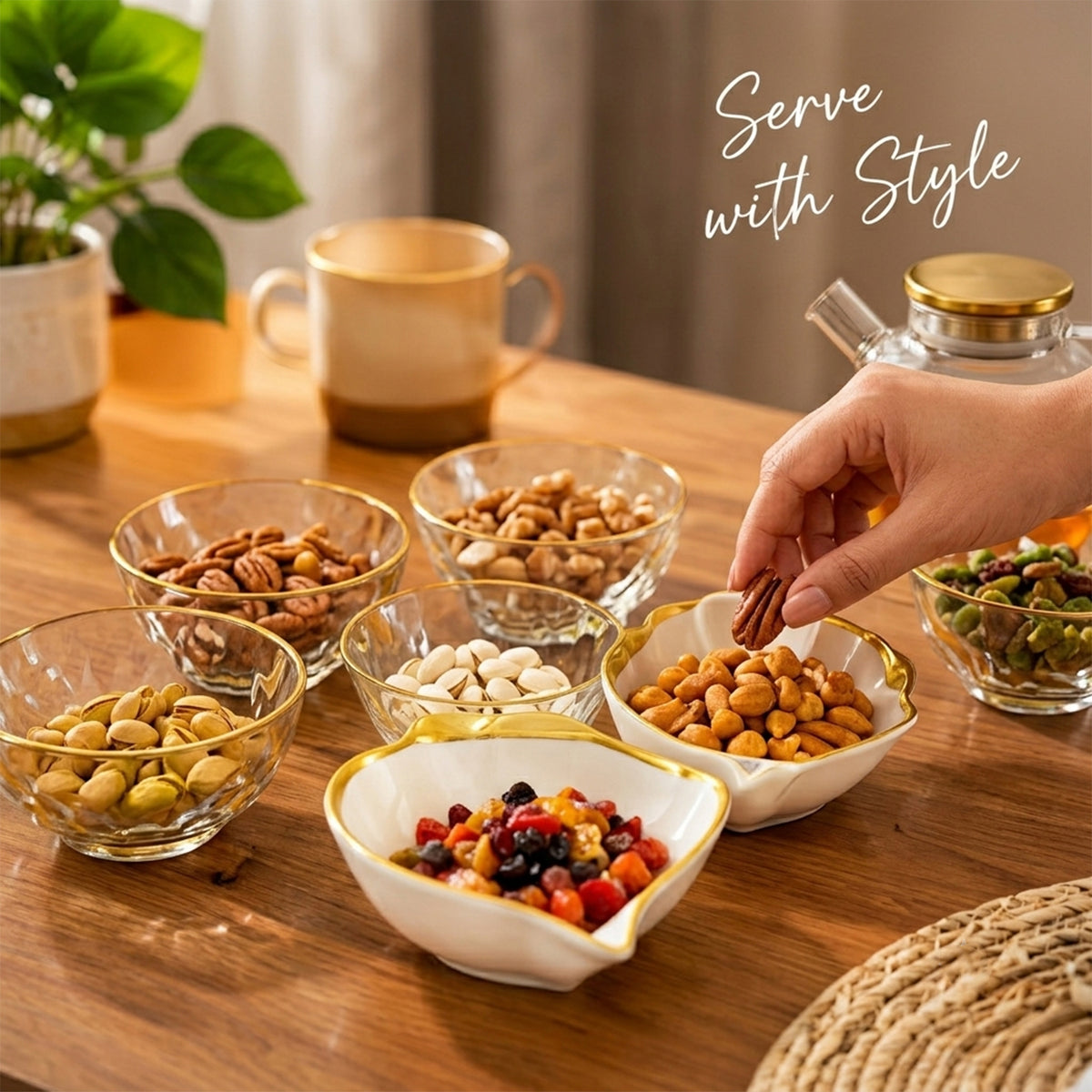 Glass Bowls and Leaf Dishes Gift Set