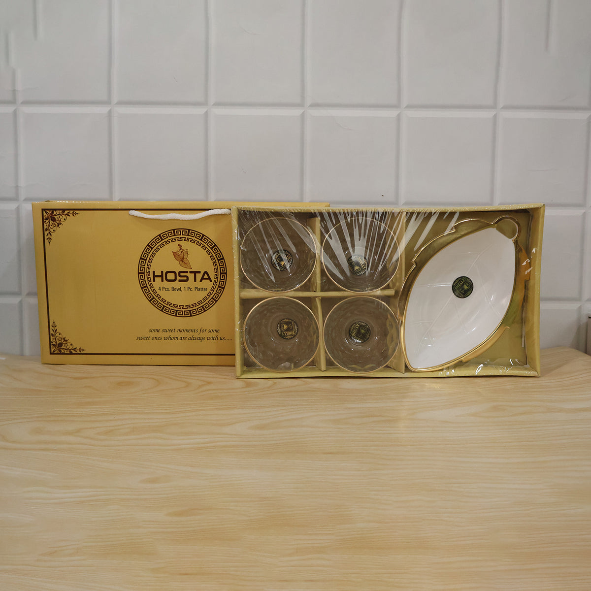 Glass Bowls and Leaf Platter Gift Set
