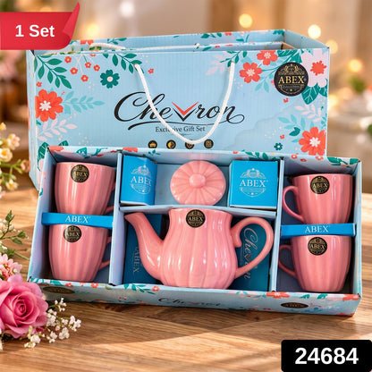 Ribbed Teapot and Cups