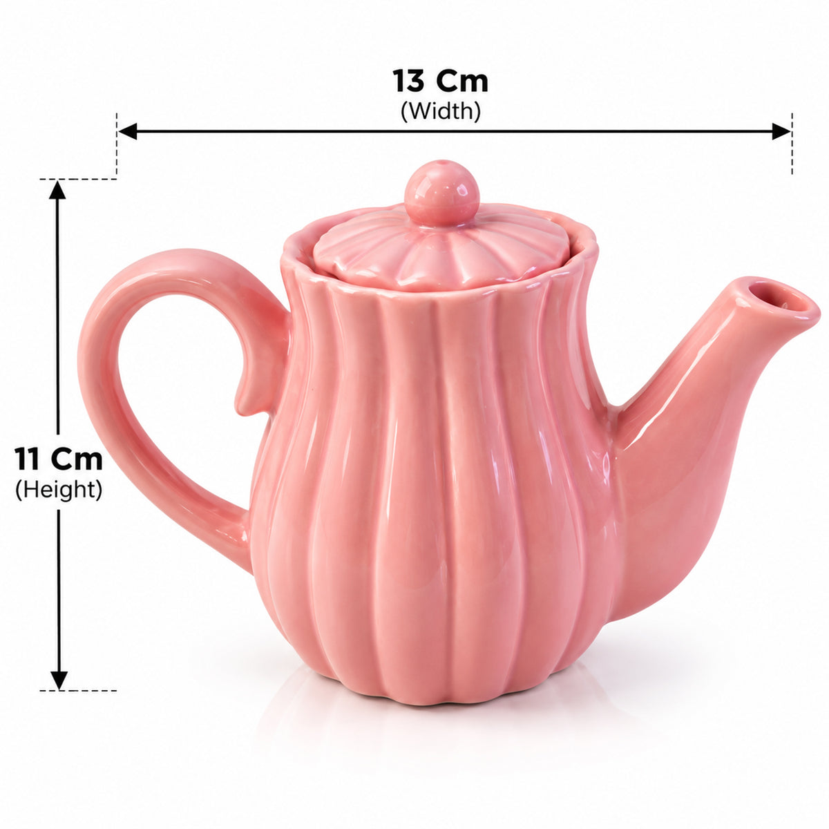 Pink Ribbed Ceramic Tea Set
