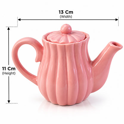 Pink Ribbed Ceramic Tea Set