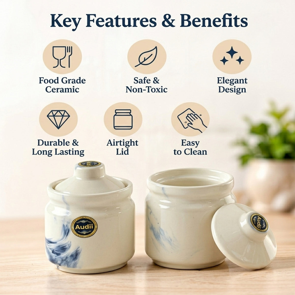 Decorative ceramic storage jars with matching lids set of two 02