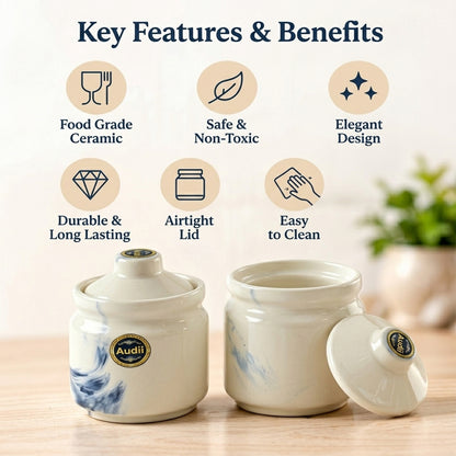 Decorative ceramic storage jars with matching lids set of two 02