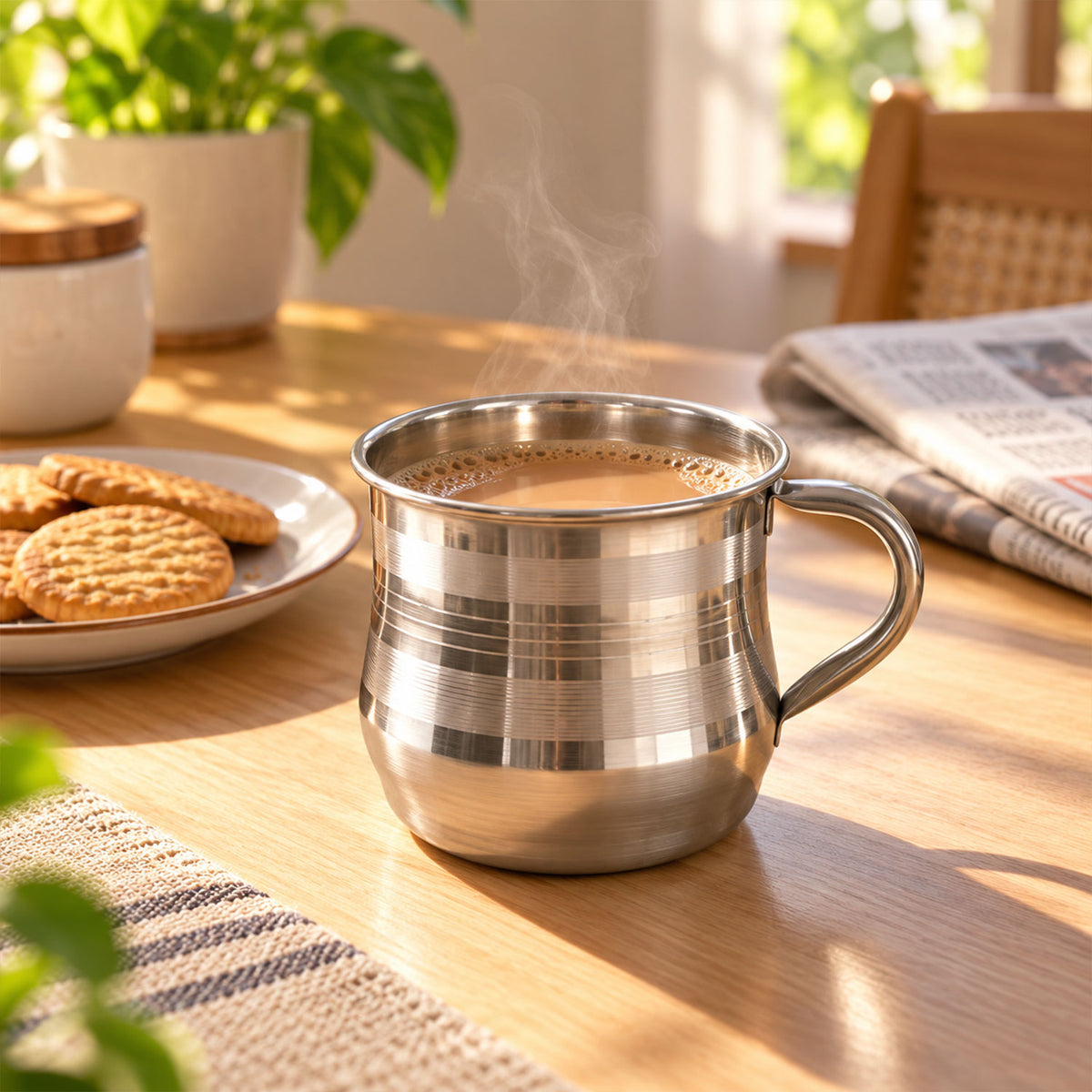 Steel Tea Cup with Handle