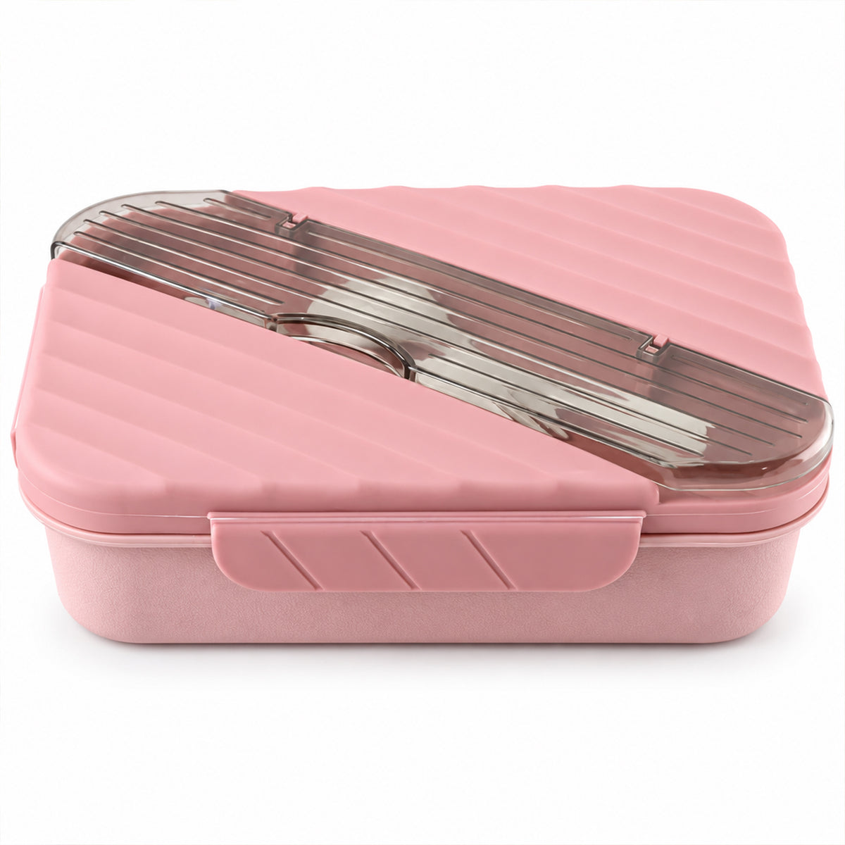 Three compartment lunch box with spoon fork and cutlery storage 05