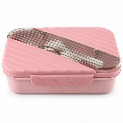 Three compartment lunch box with spoon fork and cutlery storage 05