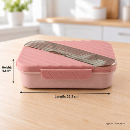 Three compartment lunch box with spoon fork and cutlery storage 07