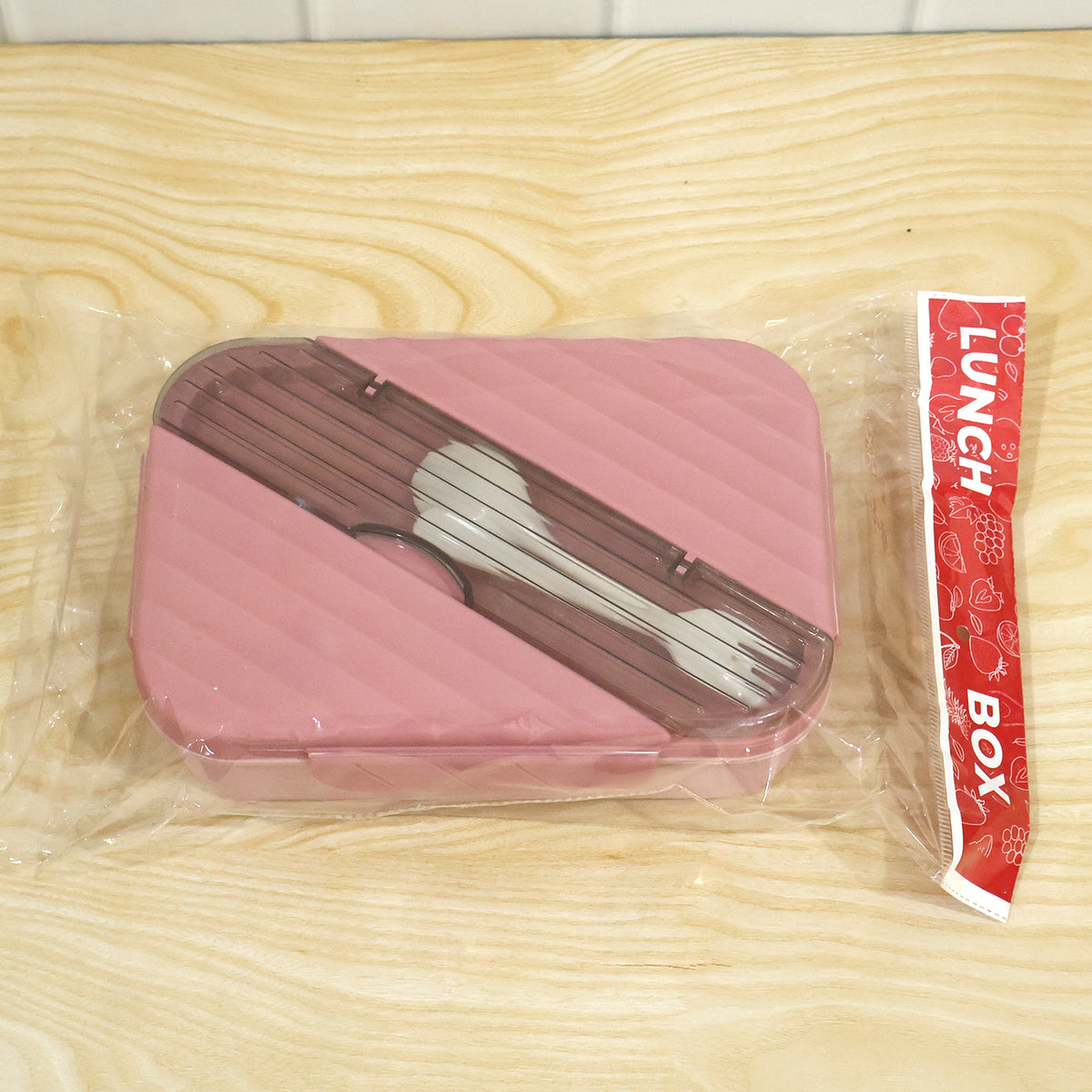 Three compartment lunch box with spoon fork and cutlery storage 12
